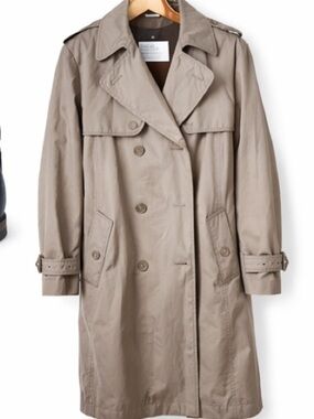 London Fog Towne Mens Trench Coat Size 42R Removable Lining Classic Taupe